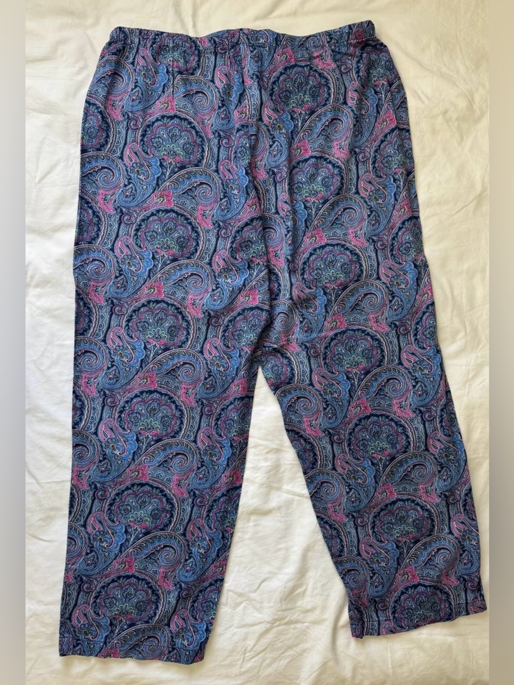 Ralph Lauren Pajamas 2-Piece Set Womens SZ XL Paisley Navy Pink EUC - Picture 13 of 13